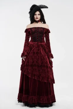 Jupe Victorienne Rouge PUNK RAVE 'blood Empera' -DISCOBOLE Soldes 11103201 900