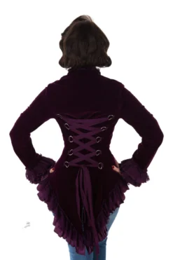 Veste Gothique Victorienne HEARTS AND ROSES -DISCOBOLE Soldes 14537174313034 purplevelvetjacket2 900