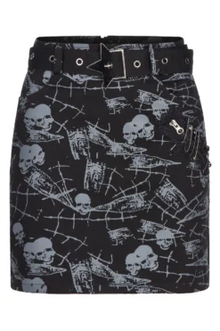 Mini Jupe PUNK RAVE 'goth Skulls' -DISCOBOLE Soldes 2608039064202503580500461 900