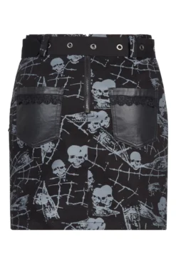 Mini Jupe PUNK RAVE 'goth Skulls' -DISCOBOLE Soldes 2608039064202503580500467 900