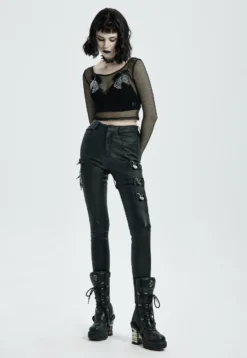 Pantalon Femme PUNK RAVE 'coeur Noir' -DISCOBOLE Soldes 2608039064202503580502968 900