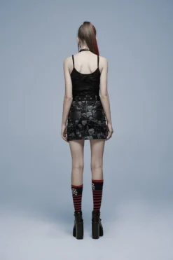 Mini Jupe PUNK RAVE 'goth Skulls' -DISCOBOLE Soldes 2608039064202503580513947 900