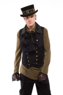 Gilet Steampunk Noir Sans Manches