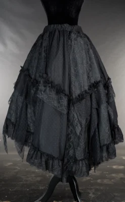 Jupe Gothique à Volants -DISCOBOLE Soldes black ruffle skirt 3 900