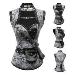 Corset Gothique Gris Et Sa Mini Cape -DISCOBOLE Soldes c03a gray 1