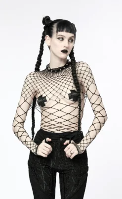 Haut Gothique En Tissu Mesh Grosses Mailles