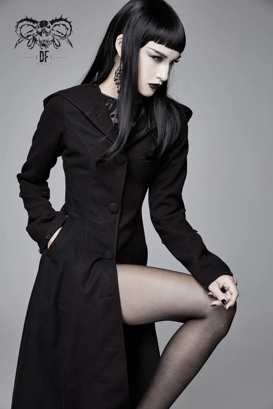 Long Manteau DEVIL FASHION 'black Sirena' 7 Long Manteau DEVIL FASHION 'black Sirena' â Image 5