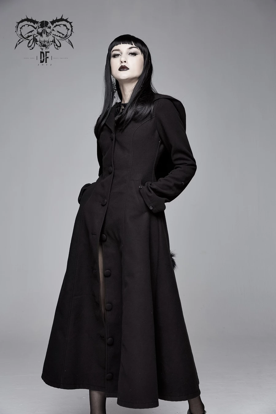 Long Manteau DEVIL FASHION 'black Sirena' 6 Long Manteau DEVIL FASHION 'black Sirena' â Image 4