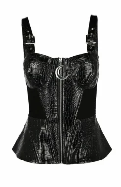 Bustier RESTYLE 'alligator Basquine' -DISCOBOLE Soldes eng pl black gothic corset alligator basquine top 2042 1 900