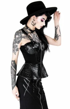 Bustier RESTYLE 'alligator Basquine' -DISCOBOLE Soldes eng pl black gothic corset alligator basquine top 2042 5 900