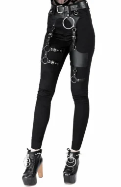Pantalon RESTYLE 'gothic Harness Jean' -DISCOBOLE Soldes eng pl black gothis harness jeans 2041 5 900