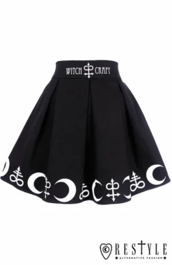 Jupe Plissée RESTYLE 'symbol Skirt' -DISCOBOLE Soldes eng pl black pleated short skirt with alchemy print moon symbols symbol skirt 1606 15 900