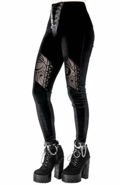 Leggings Velours RESTYLE 'moon' -DISCOBOLE Soldes eng pl velvet mesh leggings cathedral crescent moons 2178 5 900
