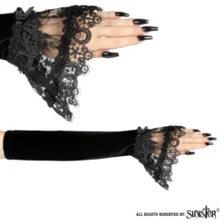 Mitaines Gothiques SINISTER En Velours Noir -DISCOBOLE Soldes g081 black velvet opera gloves by sinister 04 900