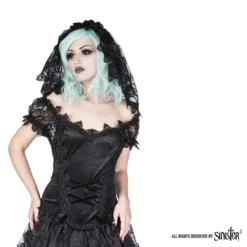 Voile Gothique SINISTER En Dentelle -DISCOBOLE Soldes h056 black gothic lace veil by sinister 01 900