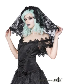 Voile Gothique SINISTER En Dentelle -DISCOBOLE Soldes h056 black gothic lace veil by sinister 03 900