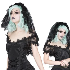 Voile Gothique SINISTER En Dentelle -DISCOBOLE Soldes h056 black gothic lace veil by sinister 900
