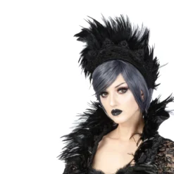 Diadème Gothique SINISTER En Velours -DISCOBOLE Soldes h062 black feather gothic headpiece by sinister 02 900