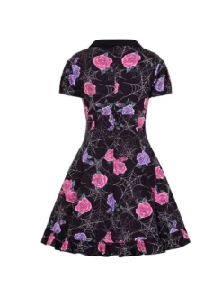 Robe Légère HELL BUNNY 'Eloise' -DISCOBOLE Soldes hell bunny eloise spiderweb roses dress 2 900x 900