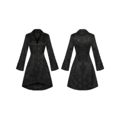 Veste Gothique Femme En Tissu Brocarde Noir 5 Veste Gothique Femme En Tissu Brocarde Noir -DISCOBOLE Soldes hr03032