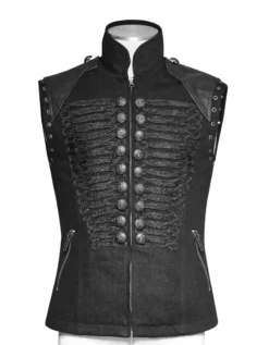Veste Steampunk Néo Militaire Sans Manches -DISCOBOLE Soldes img 3216