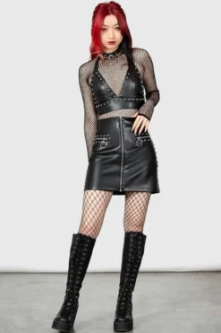 Jupe Cuir Vegan KILLSTAR 'madrigal' -DISCOBOLE Soldes madrigal mini skirt w c 900