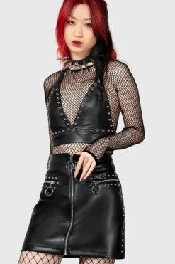 Jupe Cuir Vegan KILLSTAR 'madrigal' -DISCOBOLE Soldes madrigal mini skirt w d 900