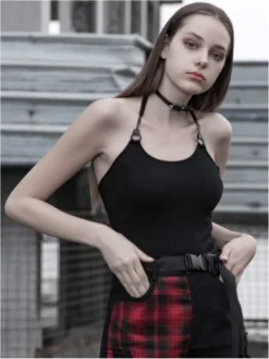 Top PUNK RAVE 'black Handcuffs' -DISCOBOLE Soldes opt3284 900