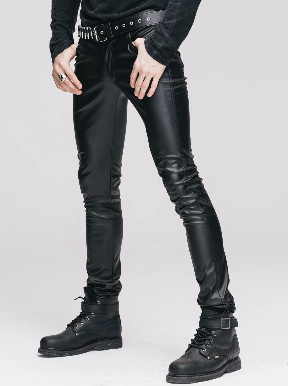 Pantalon Gothique Homme En Simili Cuir Noir 3 Pantalon Gothique Homme En Simili Cuir Noir