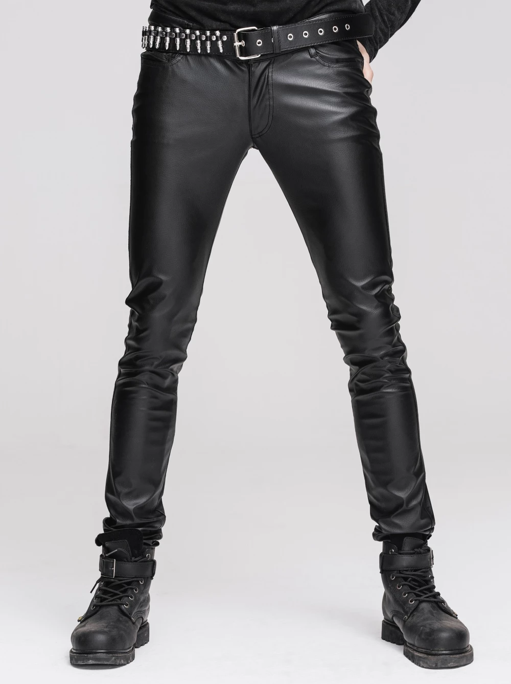 Pantalon Gothique Homme En Simili Cuir Noir 4 Pantalon Gothique Homme En Simili Cuir Noir â Image 2
