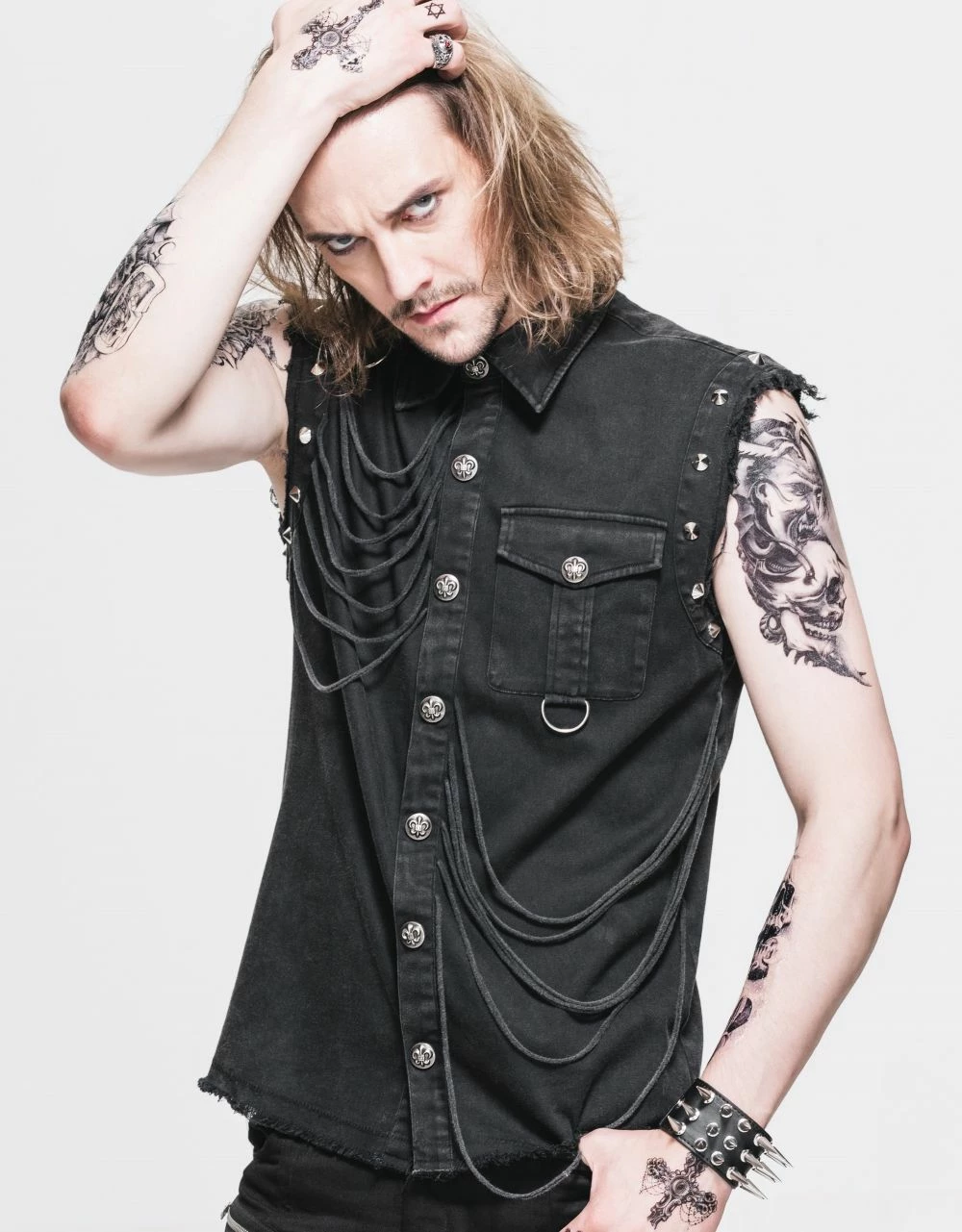 Chemise Goth Rock Sans Manches 3 Chemise Goth Rock Sans Manches