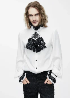 Chemise Gothique Blanche à Jabot -DISCOBOLE Soldes sht023026 900