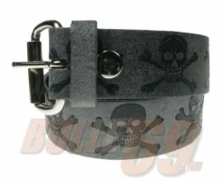 Ceinture Gothique Cuir 'grey Skulls'